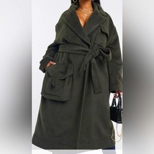 ASOS Curve Mohair-like Long Length Utility Wrap Coat